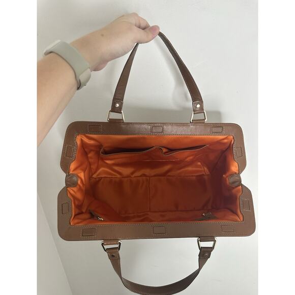 COLE HAAN Large Tan Leather Reptile Trip Handel Satchel Doctors Bag - Picture 10 of 12